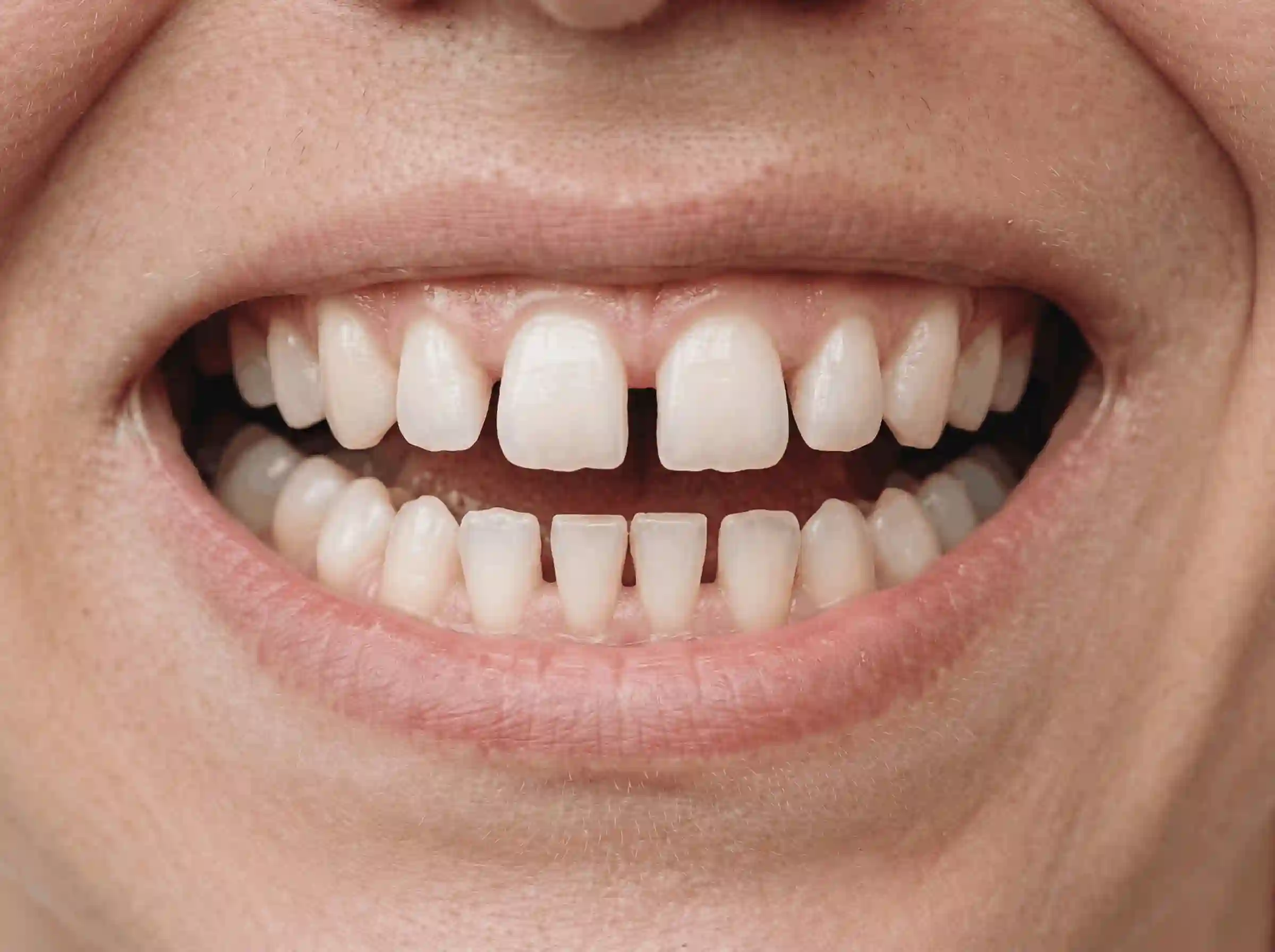 Before: gaps and spacing issues treated with Invisalign at 32 Intact specialist clinic